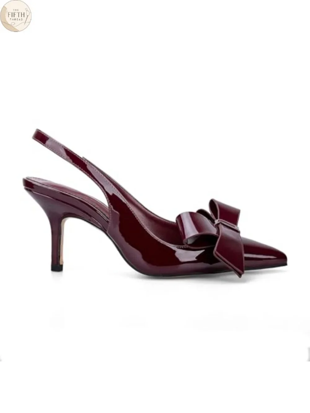 Kitten Heels Slingback Pointed Toe Patent Leather Pumps